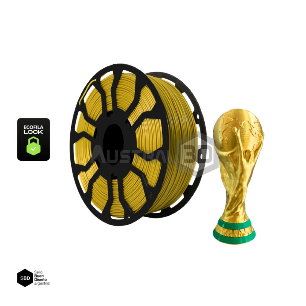 Filamento Hellbot ECOFILA Pla Silk 1.75mm 1kg ORO COPA DEL MUNDO
