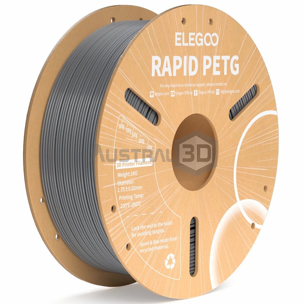 Filamento 3D ELEGOO Rápido 1kg 1.75mm 600mm/s PETG GRIS PLATA
